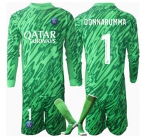 Paris Saint-Germain Gianluigi Donnarumma #1 Bramkarskie Koszulka Podstawowa dzieci 2024-25 Długi Rękaw (+ krótkie spodenki)